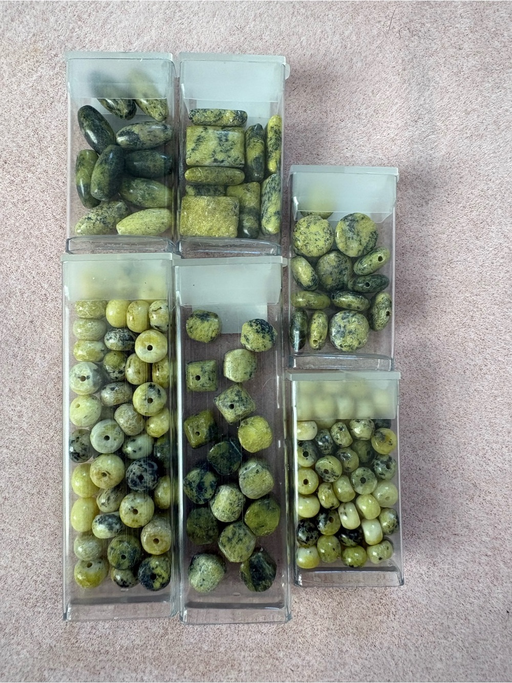 "Yellow Turquoise" Jasper Double Gemstone Beads of the Month Club lot 6 tubes